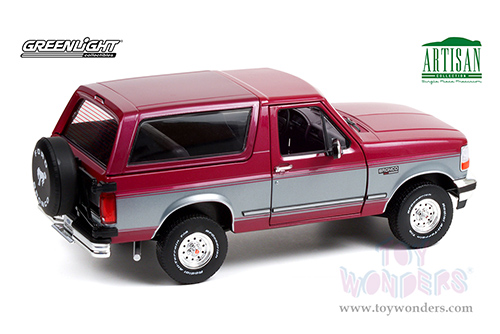 Greenlight - Artisan Ford Bronco XLT (1996, 1/18 scale die cast model car, Burgundy/Silver) 19095