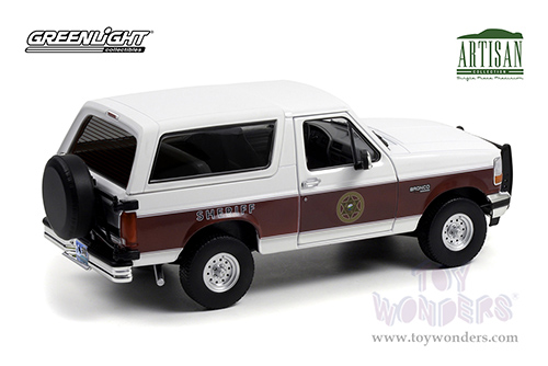 Greenlight - Artisan Ford Bronco XLT - Absaroka County Sheriff's Department (1994, 1/18 scale die cast model car, White/Burgundy) 19103