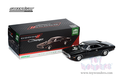 Greenlight - Artisan Dodge Charger with Blown Engine (1970, 1/18 scale die cast model car, Black) 19122