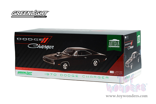 Greenlight - Artisan Dodge Charger with Blown Engine (1970, 1/18 scale die cast model car, Black) 19122