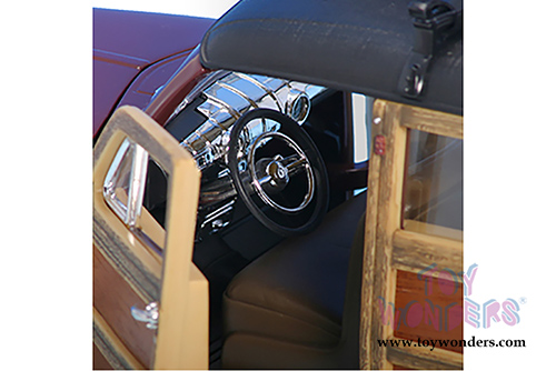 Lucky Road Signature - Ford Woody w/ Surfboard (1948, 1/18 scale diecast model car, Burgundy) 20028BG