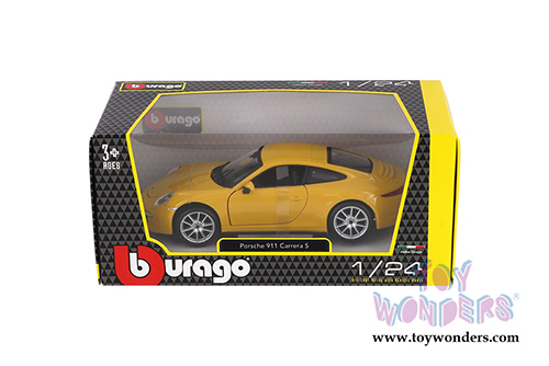 BBurago - Porsche 911 Carrera S Hardtop (2011, 1/24 scale diecast model car, Yellow) 21065YL