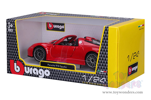 BBurago - Porsche 918 Spyder Convertible (1/24 scale diecast model car, Red) 21076R