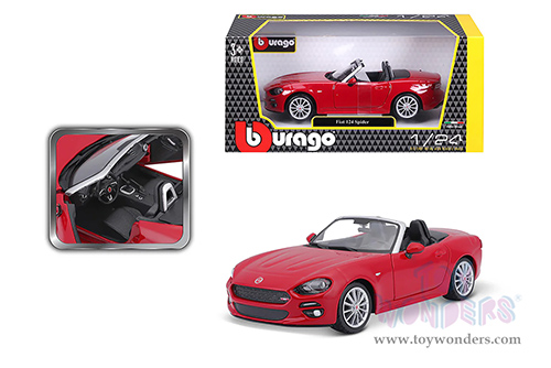 BBurago - Fiat 124 Spider (1/24 scale diecast model car, Red) 21083R