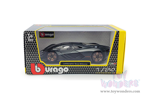 BBurago - Lamborghini Terzo Millennio Hardtop (1/24 scale diecast model car, Dark Gray/Black Top) 28094GY