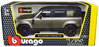 Show product details for BBurago - Land Rover Defender 110 (2022, 1/24 scale diecast model car, Silver Green) 21101GN