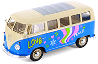 Showcasts® Collectibles - Volkswagen Classical T1 Bus with Love/Peace Decals (1963, 1/24 scale diecast model car, Asstd.) MAP: $19.99