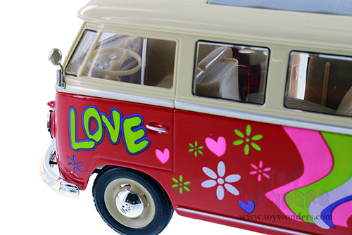 Showcasts® Collectibles - Volkswagen Classical T1 Bus with Love/Peace Decals (1963, 1/24 scale diecast model car, Asstd.) MAP: $19.99