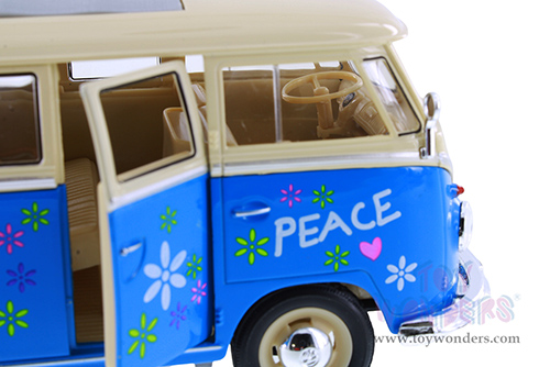 Showcasts® Collectibles - Volkswagen Classical T1 Bus with Love/Peace Decals (1963, 1/24 scale diecast model car, Asstd.) MAP: $19.99