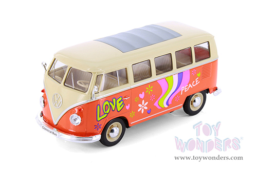Showcasts® Collectibles - Volkswagen Classical T1 Bus with Love/Peace Decals (1963, 1/24 scale diecast model car, Asstd.) MAP: $19.99