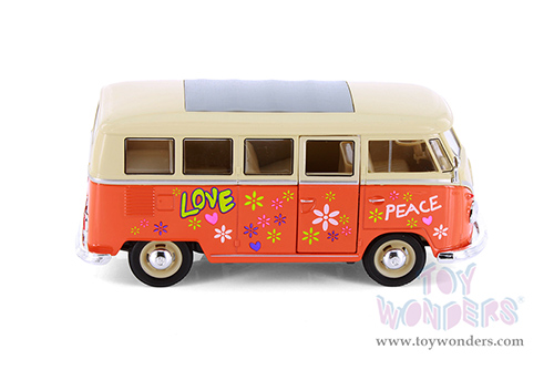 Showcasts® Collectibles - Volkswagen Classical T1 Bus with Love/Peace Decals (1963, 1/24 scale diecast model car, Asstd.) MAP: $19.99