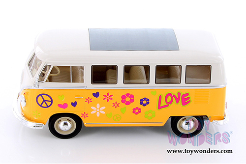 Welly - Volkswagen Classical T1 Bus with Love/Peace Decals (1963, 1/24 scale diecast model car, Asstd.) 22095A1/A3D
