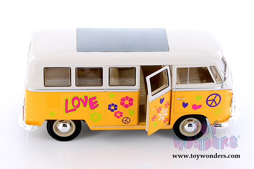 Welly - Volkswagen Classical T1 Bus with Love/Peace Decals (1963, 1/24 scale diecast model car, Asstd.) 22095A1/A3D