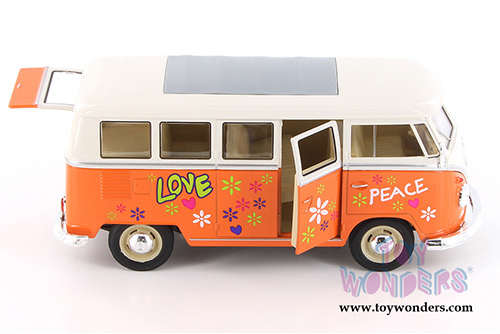 Welly - Volkswagen Classical T1 Bus with Love/Peace Decals (1963, 1/24 scale diecast model car, Asstd.) 22095A1/A3D