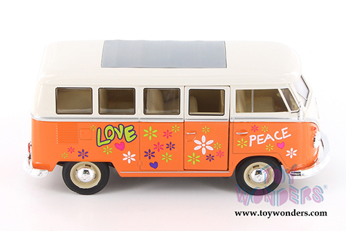 Welly - Volkswagen Classical T1 Bus with Love/Peace Decals (1963, 1/24 scale diecast model car, Asstd.) 22095A1/A3D