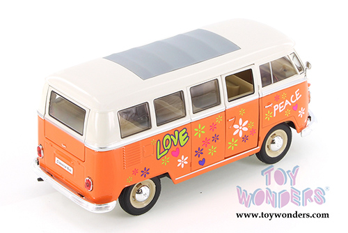Welly - Volkswagen Classical T1 Bus with Love/Peace Decals (1963, 1/24 scale diecast model car, Asstd.) 22095A1/A3D