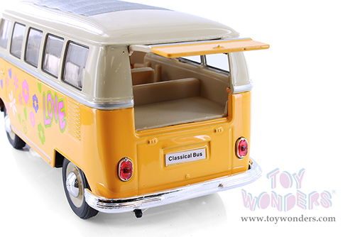 Welly - Volkswagen Classical T1 Bus with Love/Peace Decals (1963, 1/24 scale diecast model car, Asstd.) 22095A3/4D