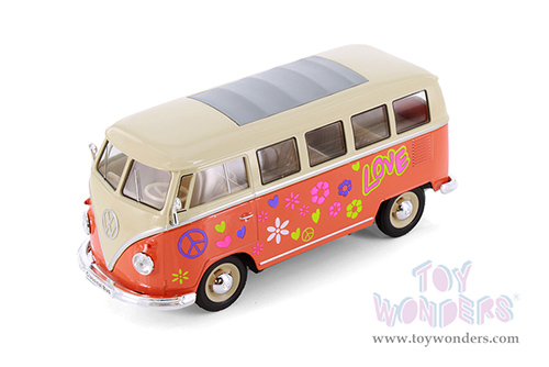 Welly - Volkswagen Classical T1 Bus with Love/Peace Decals (1963, 1/24 scale diecast model car, Asstd.) 22095A3/4D