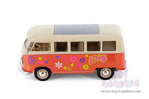 Welly - Volkswagen Classical T1 Bus with Love/Peace Decals (1963, 1/24 scale diecast model car, Asstd.) 22095A3/4D