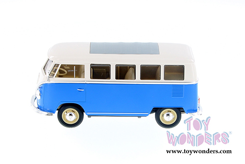 Welly - Volkswagen Classical T1 Bus with Love/Peace Decals (1963, 1/24 scale diecast model car, Blue/white) 22095WBU