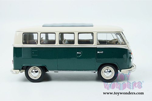 Welly - Volkswagen Classical T1 Bus (1963, 1/24 scale diecast model car, Green/white) 22095WGN