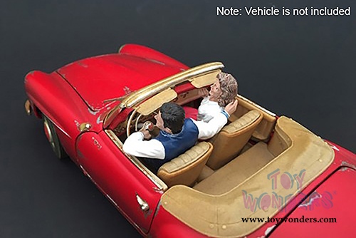 American Diorama Figurine - Seated Couple Night Out II Figures set of 2 (1/18  scale, Pink, Blue and white) 23833B