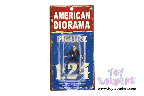 American Diorama Figurine - Biker Bull Dog (1/24 scale, Black) 23914