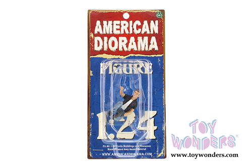 American Diorama Figurine - Biker Motorman (1/24 scale, Black with Blue) 23915