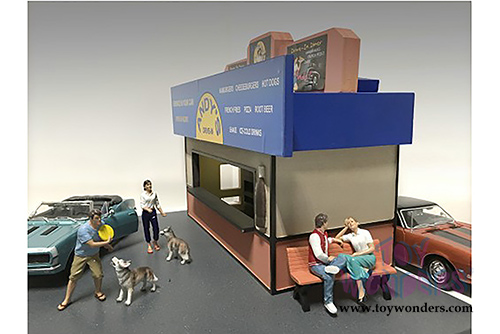 American Diorama Figurine - Woman and Dog set of 2 (1/24  scale, White with Blue) 23928