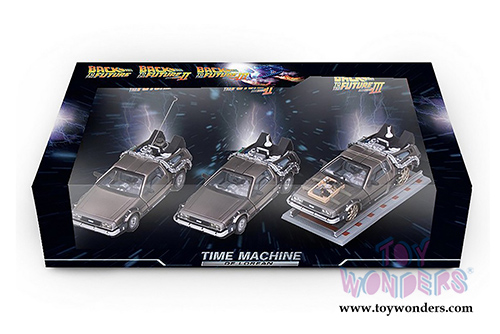 Sun Star Vitesse - Back To The Future Part I, II, III DeLorean Time Machines Set (1/43 scale diecast model car, Stainless Steel) 24016