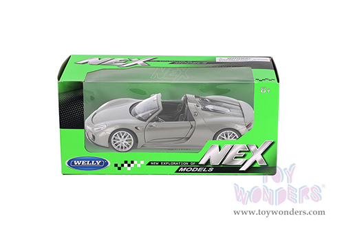 Welly - Porsche 918 Spyder Convertible (1/24 scale diecast model car, Silver) 24055CWSV