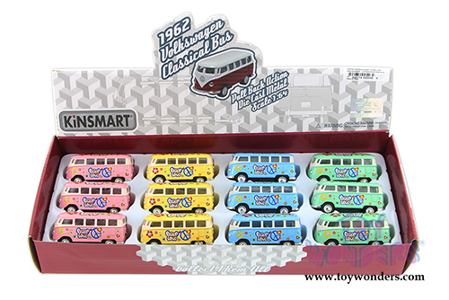 Kinsmart - Volkswagen Classic Bus with Decals (1962, 2.5" diecast model car, Asstd.) 2546DF