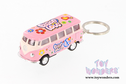 Kinsmart - Volkswagen Classic Bus with Decals and Key Chain (1962, 2.5" diecast model car, Asstd.) 2546DFK