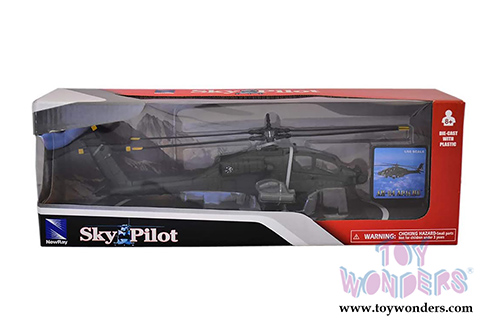 New Ray - Sky Pilot Apache AH-64A Helicopter (1/55 Scale diecast model, Dark Green) 25523