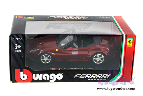 BBurago Ferrari Race & Play - Ferrari California T Open Top (1/24 scale diecast model car, Burgundy) 26011R