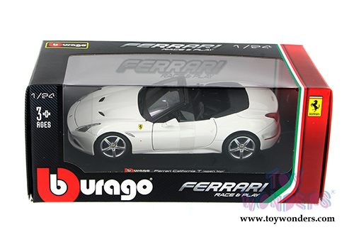 BBurago Ferrari Race & Play - Ferrari California T Open Top (1/24 scale diecast model car, White) 26011W