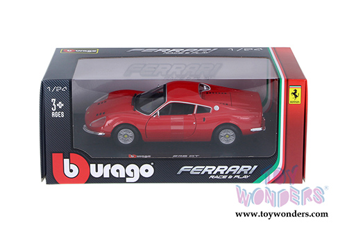 BBurago Ferrari Race & Play - Ferrari 246 GTB Hard Top (1/24 scale diecast model car, Red) 26015R
