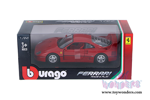 BBurago Ferrari Race & Play - Ferrari F40 Hard Top (1/24 scale diecast model car, Red) 26016R