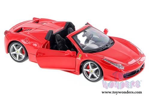 BBurago Ferrari Race & Play - Ferrari 458 Spider Convertible (1/24 scale diecast model car, Red) 26017R