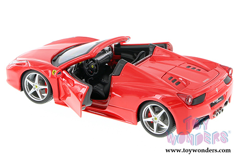 BBurago Ferrari Race & Play - Ferrari 458 Spider Convertible (1/24 scale diecast model car, Red) 26017R