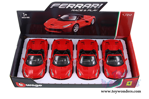 BBurago Ferrari Race & Play - Ferrari 458 Spider Convertible (1/24 scale diecast model car, Red) 26017D