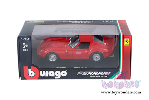 BBurago Ferrari Race & Play - Ferrari 250 GTO coupe (1/24 scale diecast model car, Red) 26018R