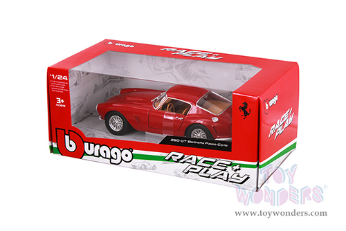 BBurago Ferrari Race & Play - Ferrari 250 GT Berlinetta Passo Corto (1/24 scale diecast model car, Red) 18-26025R