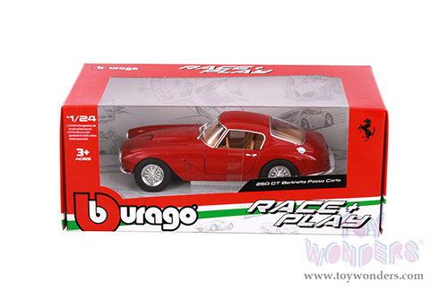BBurago Ferrari Race & Play - Ferrari 250 GT Berlinetta Passo Corto (1/24 scale diecast model car, Red) 26025R