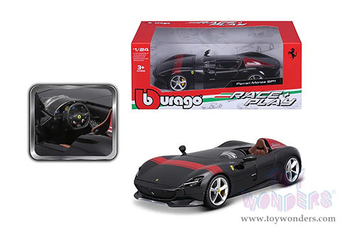 BBurago Ferrari Race & Play - Ferrari Monza SP1 (1/24 scale diecast model car, Black) 26027BK