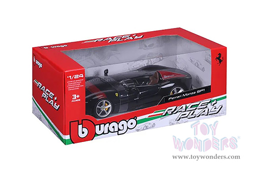 BBurago Ferrari Race & Play - Ferrari Monza SP1 (1/24 scale diecast model car, Black) 26027BK