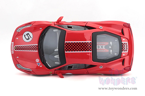 BBurago Ferrari Racing - Ferrari 458 Challenge #5 (1/24 scale diecast model car, Red) 18-26302R