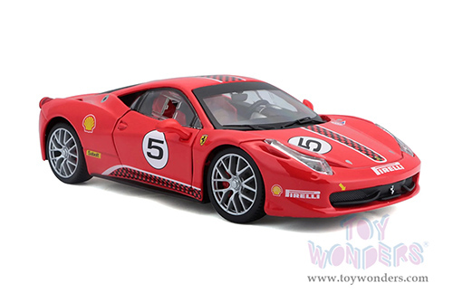 BBurago Ferrari Racing - Ferrari 458 Challenge #5 (1/24 scale diecast model car, Red) 18-26302R