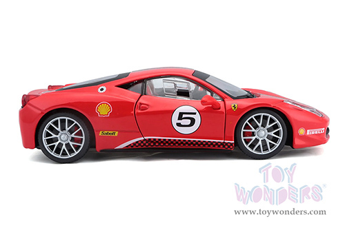 BBurago Ferrari Racing - Ferrari 458 Challenge #5 (1/24 scale diecast model car, Red) 18-26302R