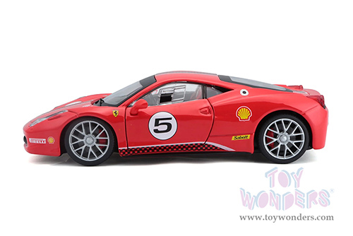 BBurago Ferrari Racing - Ferrari 458 Challenge #5 (1/24 scale diecast model car, Red) 18-26302R